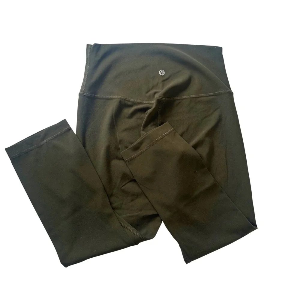 Dark Olive Lululemon Align High-Rise Crop 21